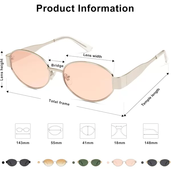 imageSOJOS Retro Oval Sunglasses for Women Trendy Sun Glasses Classic Shades UV400 Protection SJ1217Light GoldLight Brown