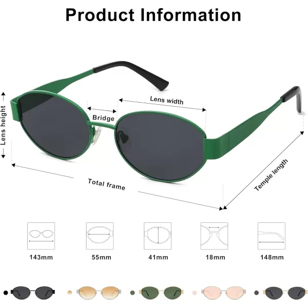 imageSOJOS Retro Oval Sunglasses for Women Trendy Sun Glasses Classic Shades UV400 Protection SJ1217Matte GreenGrey