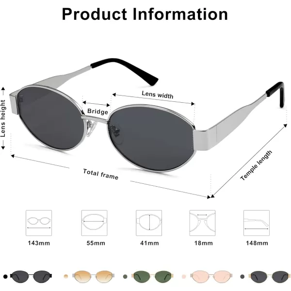 imageSOJOS Retro Oval Sunglasses for Women Trendy Sun Glasses Classic Shades UV400 Protection SJ1217SilverGrey