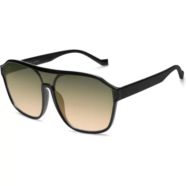imageSOJOS Retro Oversized Aviator Sunglasses Mens Womens 90s Double Bridge Large Sun Glasses UV400 Protection SJ2246BlackGradient Brown