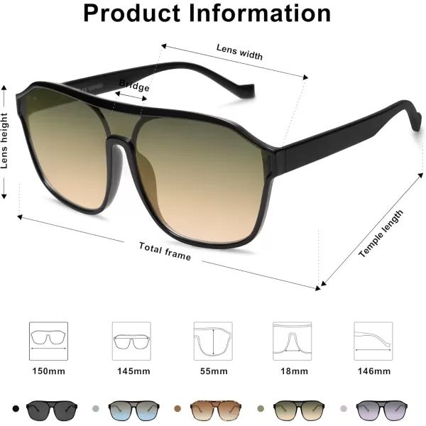 imageSOJOS Retro Oversized Aviator Sunglasses Mens Womens 90s Double Bridge Large Sun Glasses UV400 Protection SJ2246BlackGradient Brown