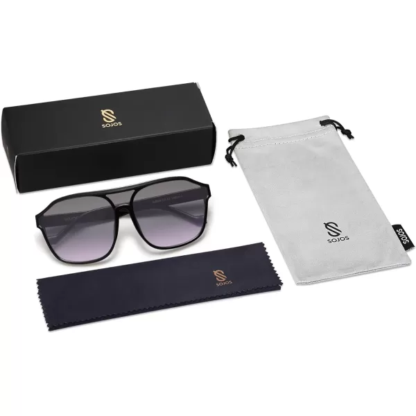 imageSOJOS Retro Oversized Aviator Sunglasses Mens Womens 90s Double Bridge Large Sun Glasses UV400 Protection SJ2246BlackGradient Purple
