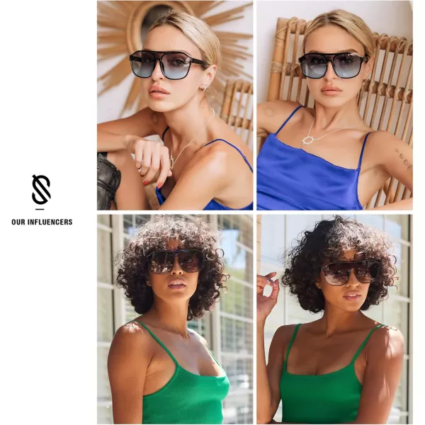 imageSOJOS Retro Oversized Aviator Sunglasses Mens Womens 90s Double Bridge Large Sun Glasses UV400 Protection SJ2246BlackGradient Purple
