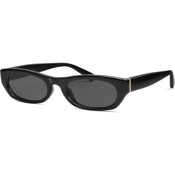 imageSOJOS Retro Rectangle Polarized Sunglasses for Women Men Vintage Trendy Narrow Y2k Sunnies SJ2363BlackGrey