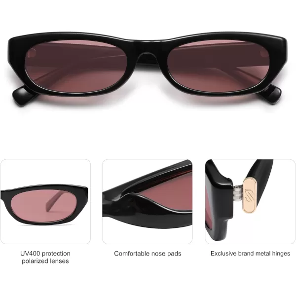 imageSOJOS Retro Rectangle Polarized Sunglasses for Women Men Vintage Trendy Narrow Y2k Sunnies SJ2363BlackRed
