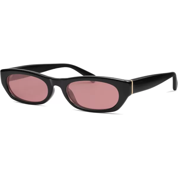 imageSOJOS Retro Rectangle Polarized Sunglasses for Women Men Vintage Trendy Narrow Y2k Sunnies SJ2363BlackRed