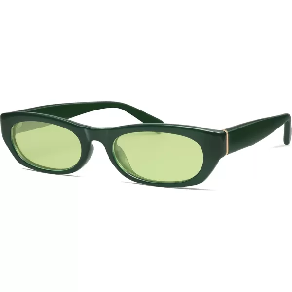 imageSOJOS Retro Rectangle Polarized Sunglasses for Women Men Vintage Trendy Narrow Y2k Sunnies SJ2363GreenLight Green