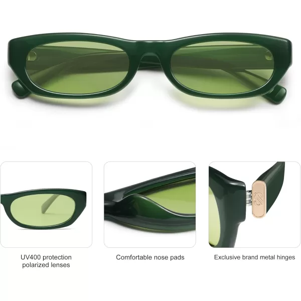 imageSOJOS Retro Rectangle Polarized Sunglasses for Women Men Vintage Trendy Narrow Y2k Sunnies SJ2363GreenLight Green