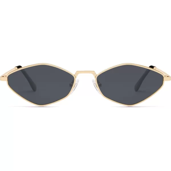imageSOJOS Retro Small Polarized Sunglasses Womens Mens Vintage Narrow Irregular Shades UV400 SJ1233Gold  Grey Lens
