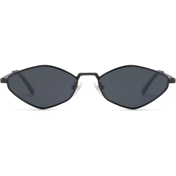 imageSOJOS Retro Small Polarized Sunglasses Womens Mens Vintage Narrow Irregular Shades UV400 SJ1233Matte Black  Grey Lens