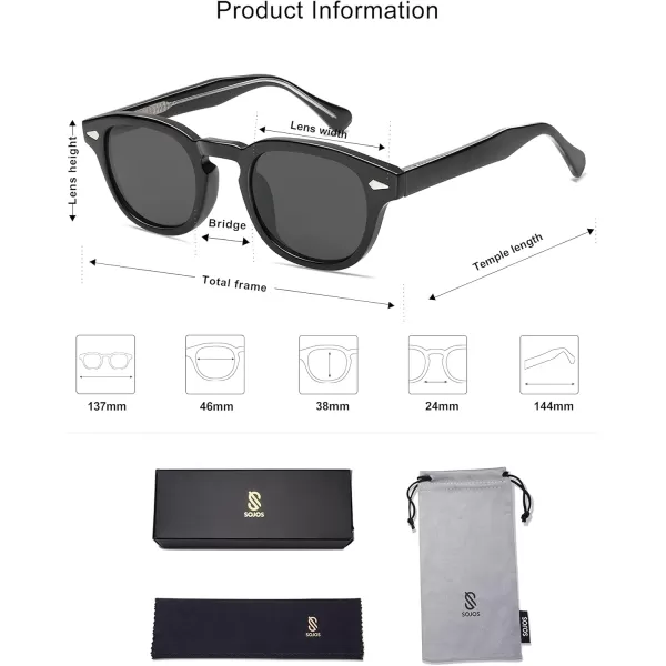 imageSOJOS Retro Small Round Sunglasses for Men Women Trendy Circle Style UV400 Lenses Unisex Sun Glasses SJ2251BlackGrey