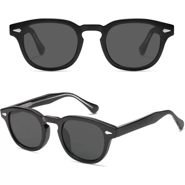 imageSOJOS Retro Small Round Sunglasses for Men Women Trendy Circle Style UV400 Lenses Unisex Sun Glasses SJ2251BlackGrey