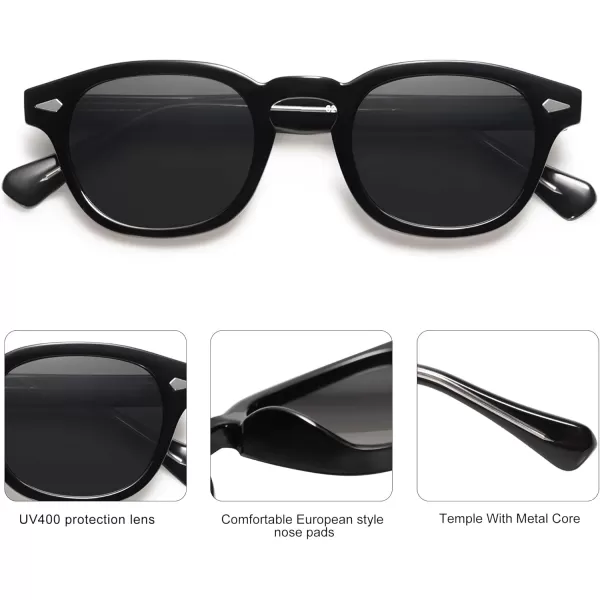 imageSOJOS Retro Small Round Sunglasses for Men Women Trendy Circle Style UV400 Lenses Unisex Sun Glasses SJ2251BlackGrey