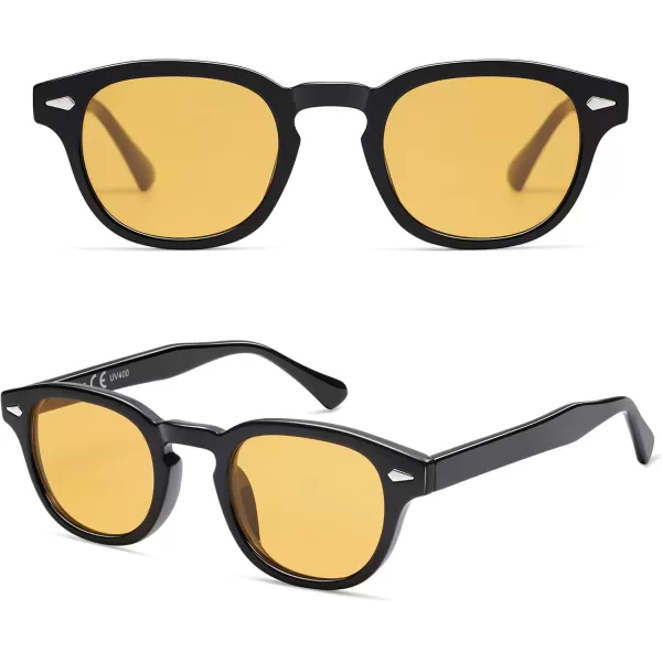 imageSOJOS Retro Small Round Sunglasses for Men Women Trendy Circle Style UV400 Lenses Unisex Sun Glasses SJ2251BlackOrange