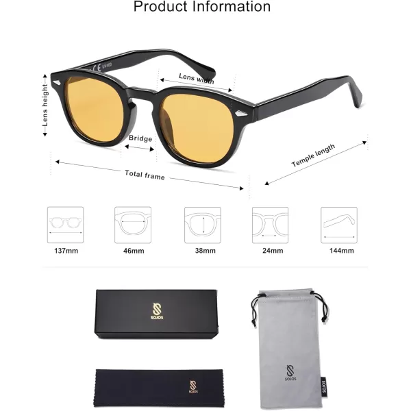 imageSOJOS Retro Small Round Sunglasses for Men Women Trendy Circle Style UV400 Lenses Unisex Sun Glasses SJ2251BlackOrange