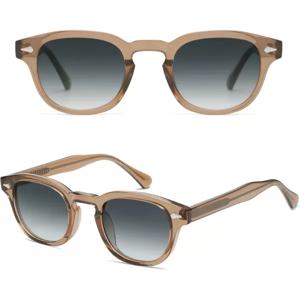 imageSOJOS Retro Small Round Sunglasses for Men Women Trendy Circle Style UV400 Lenses Unisex Sun Glasses SJ2251BrownBluishgrey