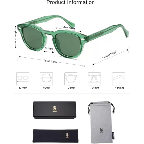 imageSOJOS Retro Small Round Sunglasses for Men Women Trendy Circle Style UV400 Lenses Unisex Sun Glasses SJ2251GreenGrey