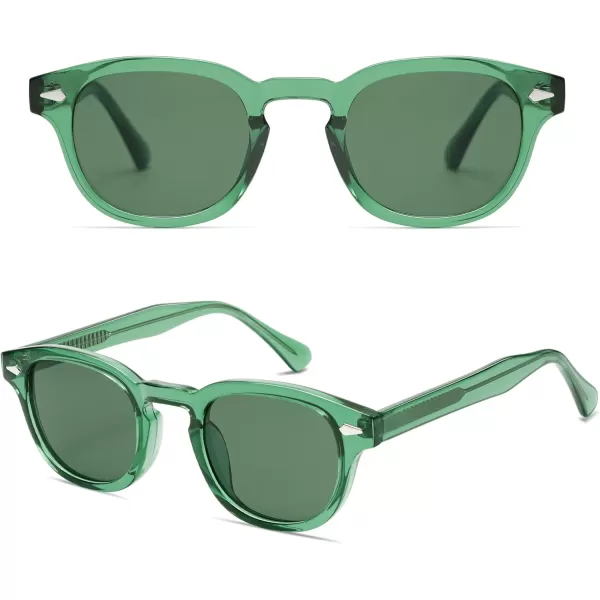 imageSOJOS Retro Small Round Sunglasses for Men Women Trendy Circle Style UV400 Lenses Unisex Sun Glasses SJ2251GreenGrey