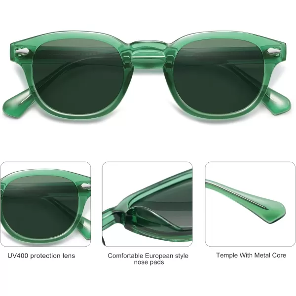imageSOJOS Retro Small Round Sunglasses for Men Women Trendy Circle Style UV400 Lenses Unisex Sun Glasses SJ2251GreenGrey