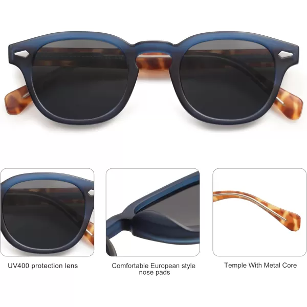 imageSOJOS Retro Small Round Sunglasses for Men Women Trendy Circle Style UV400 Lenses Unisex Sun Glasses SJ2251Matt Dark BlueGrey