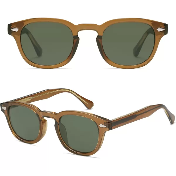 imageSOJOS Retro Small Round Sunglasses for Men Women Trendy Circle Style UV400 Lenses Unisex Sun Glasses SJ2251Olive GreenDark Green