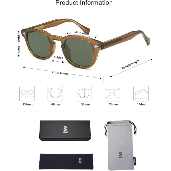 imageSOJOS Retro Small Round Sunglasses for Men Women Trendy Circle Style UV400 Lenses Unisex Sun Glasses SJ2251Olive GreenDark Green