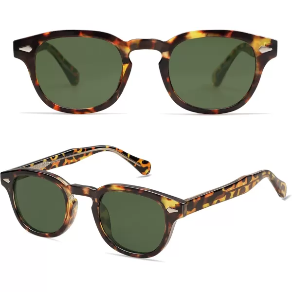 imageSOJOS Retro Small Round Sunglasses for Men Women Trendy Circle Style UV400 Lenses Unisex Sun Glasses SJ2251TortoiseDark Green