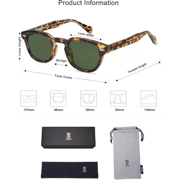 imageSOJOS Retro Small Round Sunglasses for Men Women Trendy Circle Style UV400 Lenses Unisex Sun Glasses SJ2251TortoiseDark Green