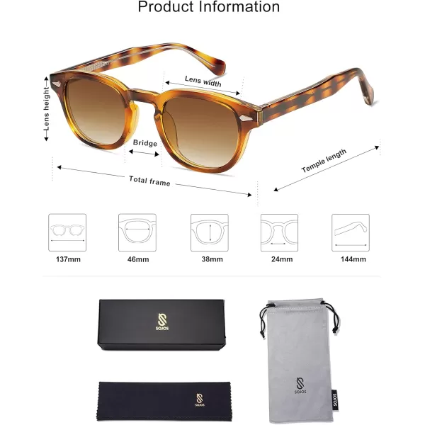 imageSOJOS Retro Small Round Sunglasses for Men Women Trendy Circle Style UV400 Lenses Unisex Sun Glasses SJ2251Yellow TortoiseBrown Grading