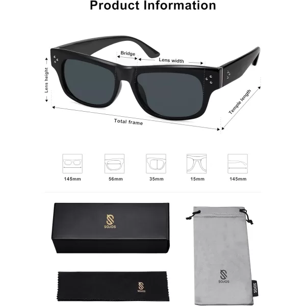 imageSOJOS Retro Square Polarized Sunglasses for Women Men Vintage Shades UV400 Protection Sunnies SJ2338BlackGrey