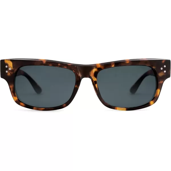 imageSOJOS Retro Square Polarized Sunglasses for Women Men Vintage Shades UV400 Protection Sunnies SJ2338TortoiseGrey