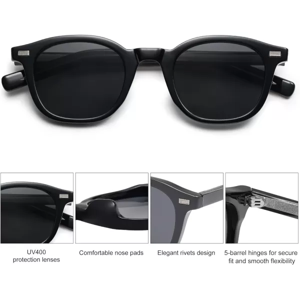 imageSOJOS Retro Square Sunglasses for Women Men Vintage Shades UV Protection Sunnies SJ2316Black