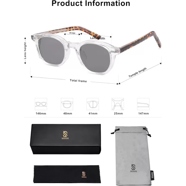 imageSOJOS Retro Square Sunglasses for Women Men Vintage Shades UV Protection Sunnies SJ2316Crystal