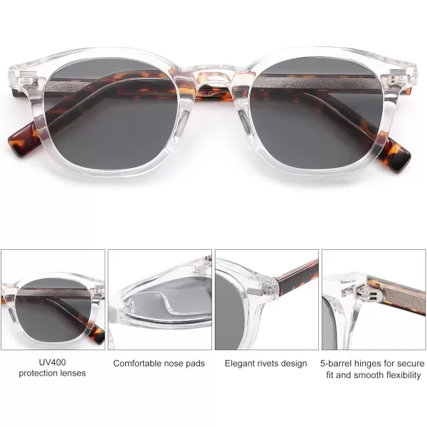 imageSOJOS Retro Square Sunglasses for Women Men Vintage Shades UV Protection Sunnies SJ2316Crystal