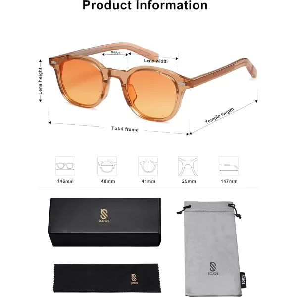imageSOJOS Retro Square Sunglasses for Women Men Vintage Shades UV Protection Sunnies SJ2316Crystal Orange