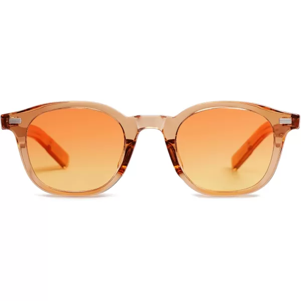 imageSOJOS Retro Square Sunglasses for Women Men Vintage Shades UV Protection Sunnies SJ2316Crystal Orange
