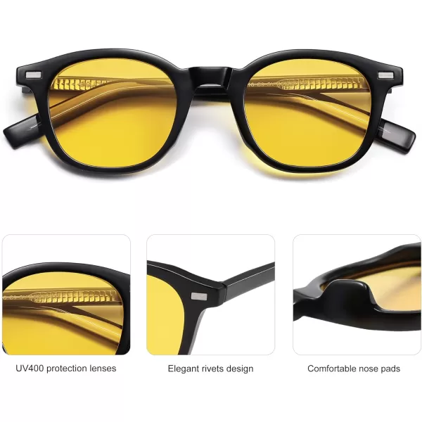 imageSOJOS Retro Square Sunglasses for Women Men Vintage Shades UV Protection Sunnies SJ2316Night Vision