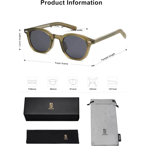 imageSOJOS Retro Square Sunglasses for Women Men Vintage Shades UV Protection Sunnies SJ2316Olive Green