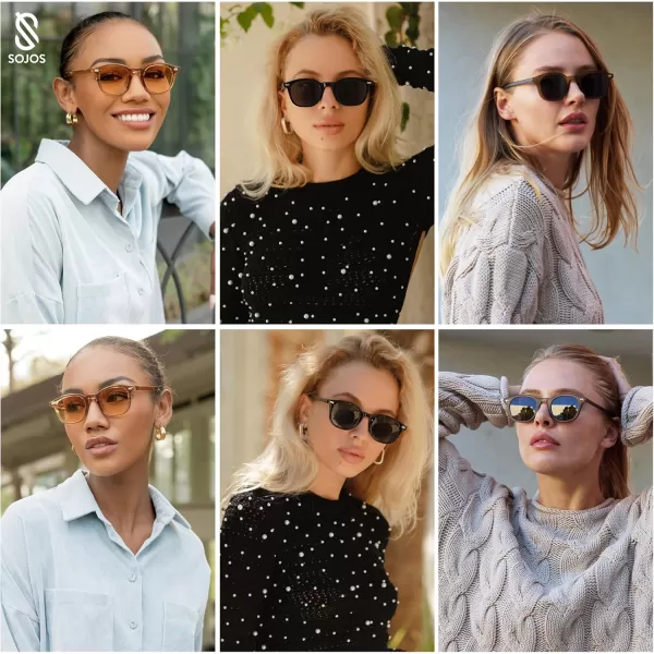 imageSOJOS Retro Square Sunglasses for Women Men Vintage Shades UV Protection Sunnies SJ2316Top Black Bottom Tortoise