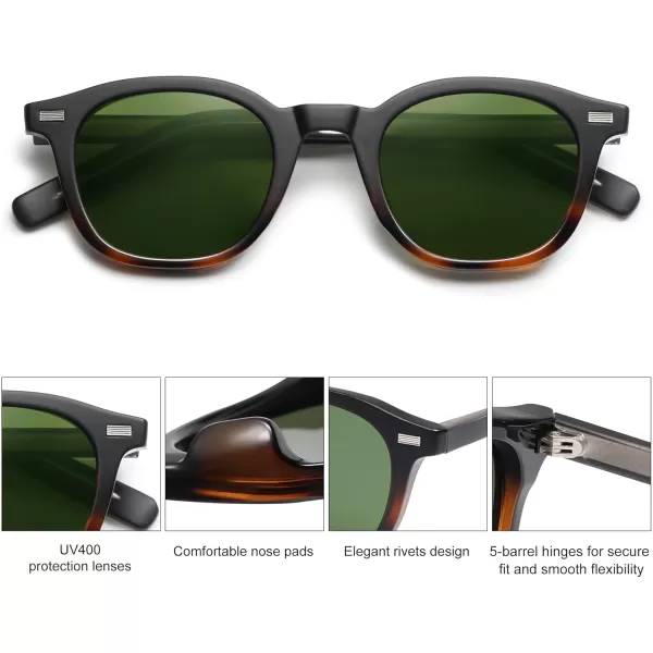 imageSOJOS Retro Square Sunglasses for Women Men Vintage Shades UV Protection Sunnies SJ2316Top Black Bottom Tortoise