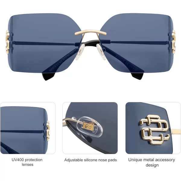 imageSOJOS Rimless Wrap Around Frame Sunglasses Women Men Frameless Design Shield Rectangular Sunnies SJ1219Grey
