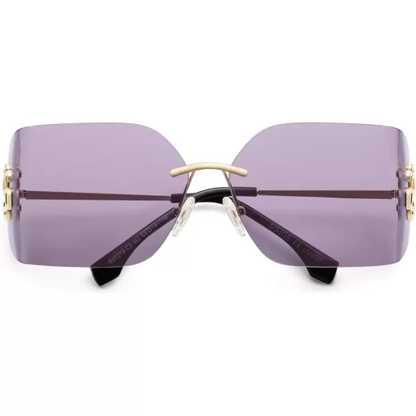 imageSOJOS Rimless Wrap Around Frame Sunglasses Women Men Frameless Design Shield Rectangular Sunnies SJ1219Purple