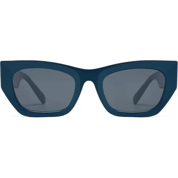 imageSOJOS Trendy Rectangle Cateye Sunglasses Womens Mens UV400 Fashion Chic Chunky Shades SJ2296BlueGrey