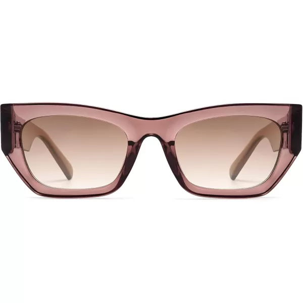 imageSOJOS Trendy Rectangle Cateye Sunglasses Womens Mens UV400 Fashion Chic Chunky Shades SJ2296Clear BrownGradient Brown