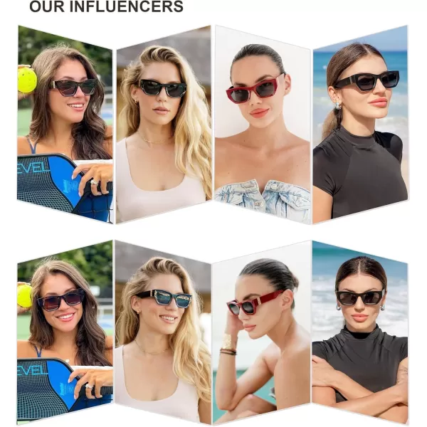 imageSOJOS Trendy Rectangle Cateye Sunglasses Womens Mens UV400 Fashion Chic Chunky Shades SJ2296CreamGradient Brown