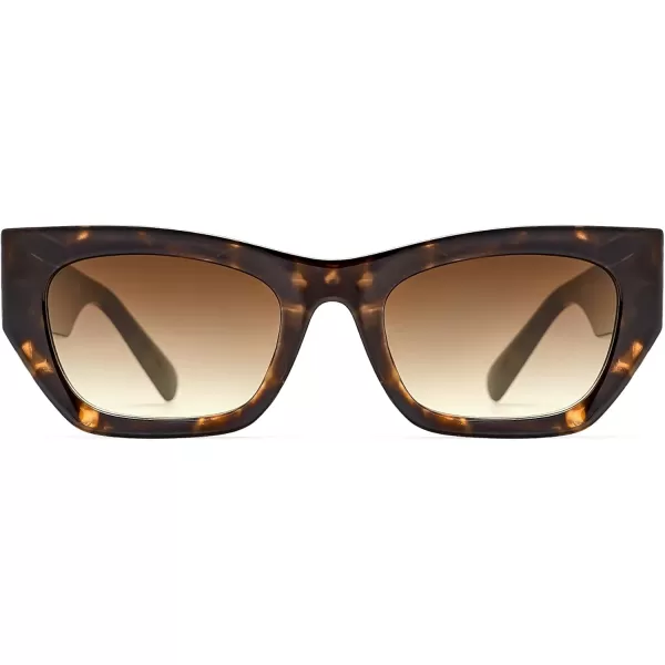 imageSOJOS Trendy Rectangle Cateye Sunglasses Womens Mens UV400 Fashion Chic Chunky Shades SJ2296Dark TortoiseGradient Brown