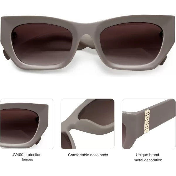 imageSOJOS Trendy Rectangle Cateye Sunglasses Womens Mens UV400 Fashion Chic Chunky Shades SJ2296KhakiGradient Brown