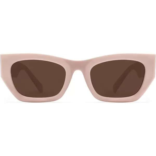 imageSOJOS Trendy Rectangle Cateye Sunglasses Womens Mens UV400 Fashion Chic Chunky Shades SJ2296PinkBrown
