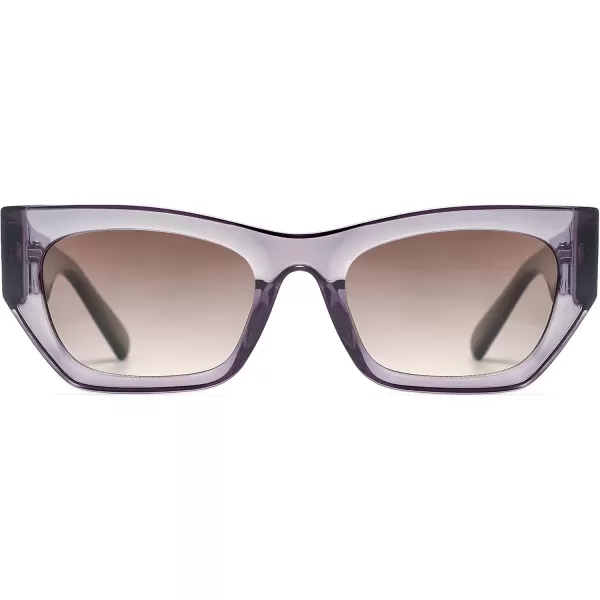imageSOJOS Trendy Rectangle Cateye Sunglasses Womens Mens UV400 Fashion Chic Chunky Shades SJ2296Purplish GreyGradient Brown