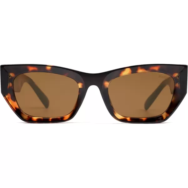 imageSOJOS Trendy Rectangle Cateye Sunglasses Womens Mens UV400 Fashion Chic Chunky Shades SJ2296TortoiseBrown